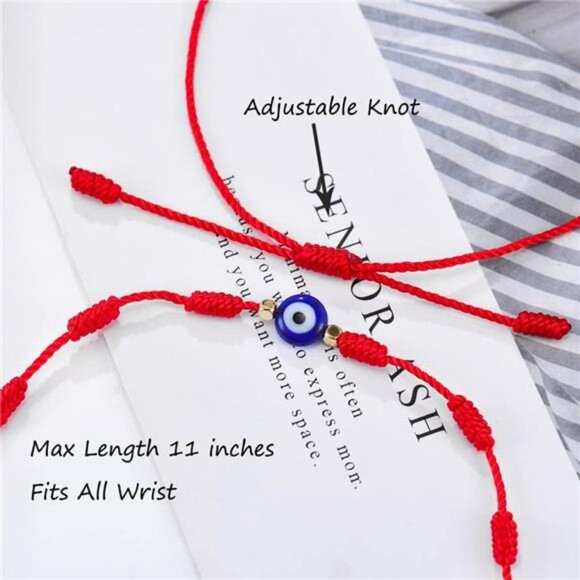 7 Knot Lucky Bracelets Adjustable Red String Amulet Trendy Red - Picture 4 of 6